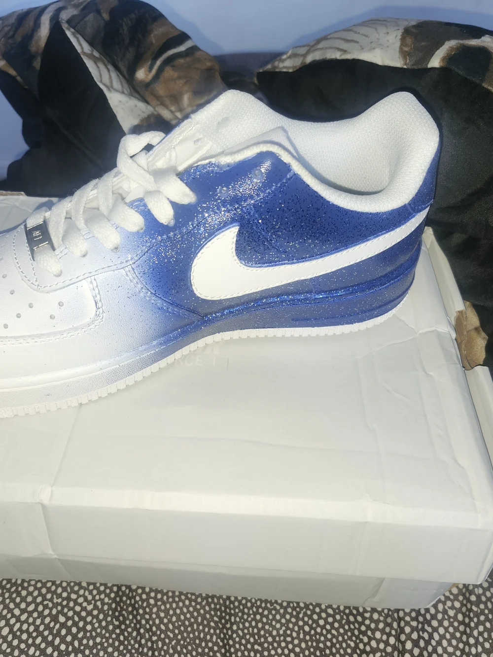 Nike Air Force 1 Low White and Blue Gradient Sneakers
